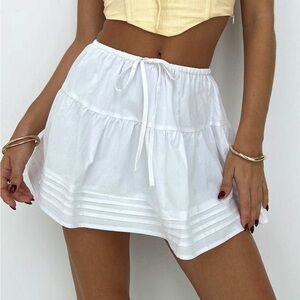 White Tiered Mini Skirt